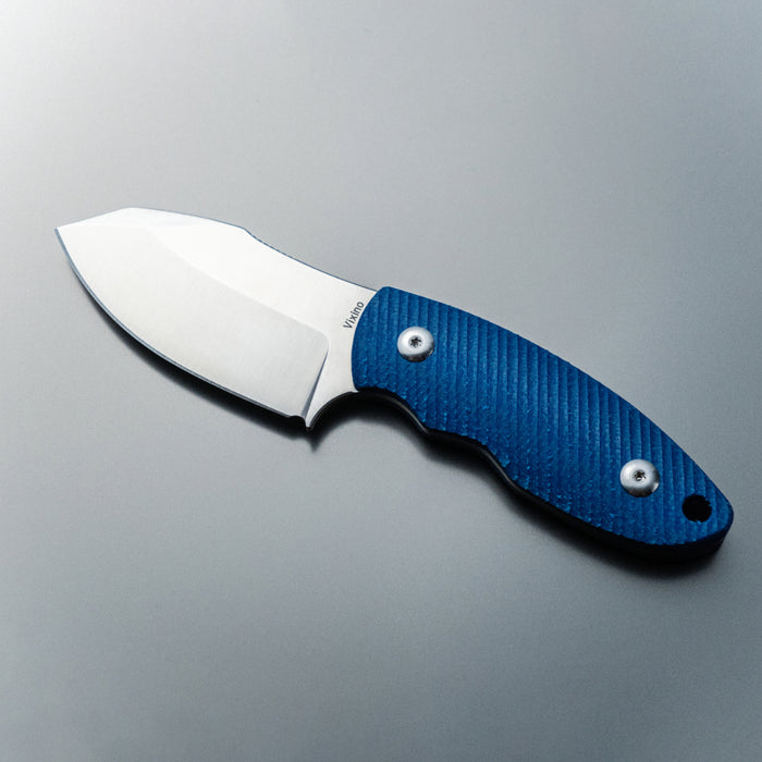 Preorder - Vixino x Aries EDC x Tim Bourcier - Fixed Blade - 14C28N - Blue Micarta - V601-M1