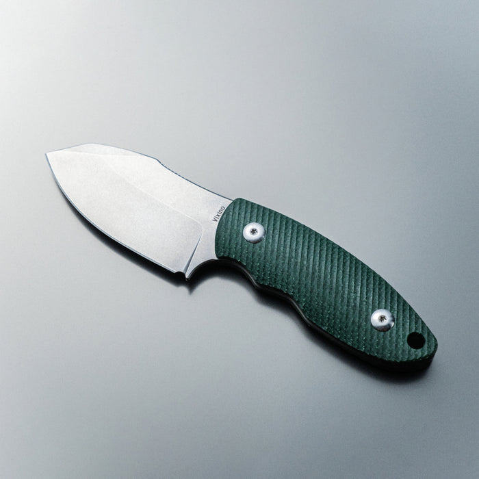 Preorder - Vixino x Aries EDC x Tim Bourcier - Fixed Blade - 14C28N - Green Micarta - V601-M2