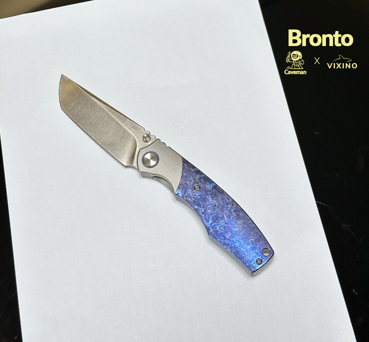 Preorder - Vixino x Caveman Bronto - Pocket Knife - M390 -Crystallized
