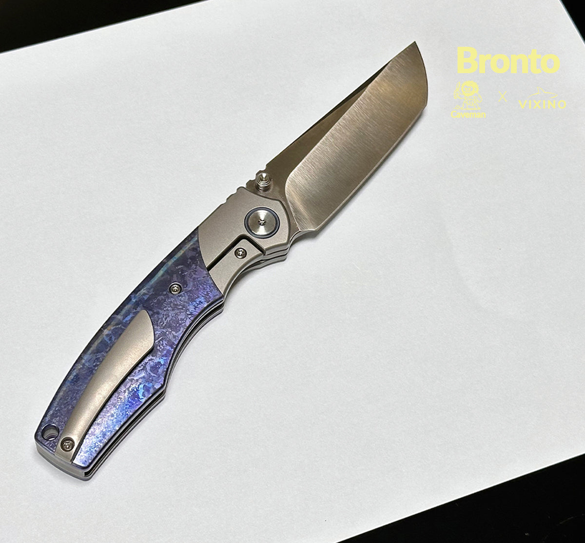 Preorder - Vixino x Caveman Bronto - Pocket Knife - M390 -Crystallized