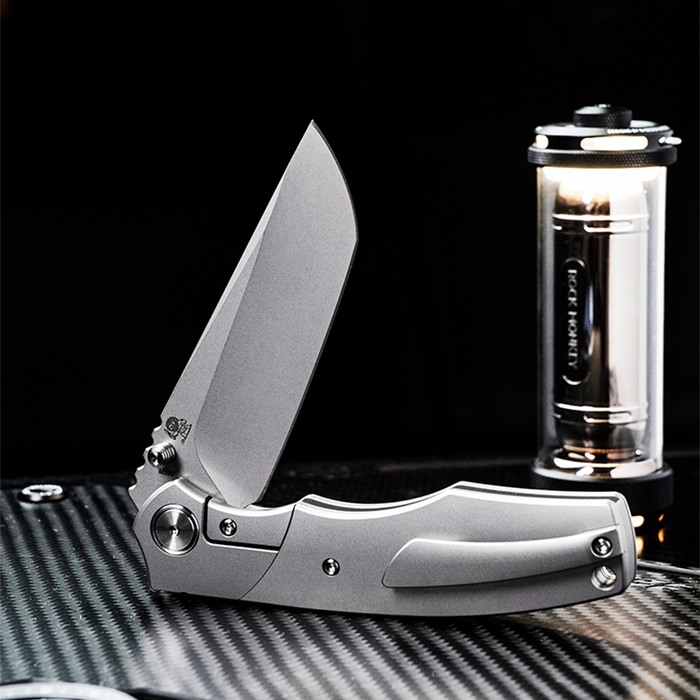 Vixino x Caveman Bronto - Pocket Knife - M390 - Gray Titanium  - X901-T1