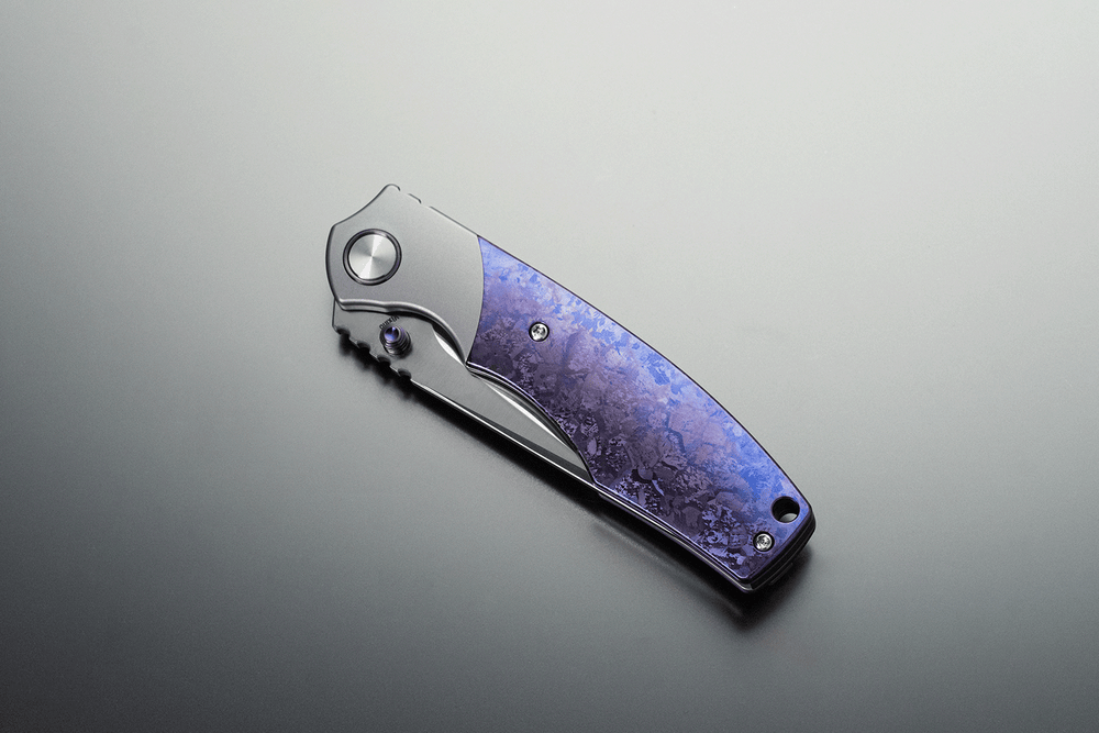 Vixino x Caveman Bronto - Pocket Knife - M390 -Crystallized Blurple Ti