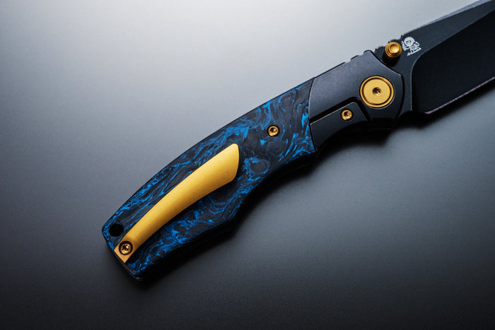 Ships Sept 30 from Ohio Vixino x Caveman Baby Bronto - Pocket Knife - S35VN -Titanium Bolsters with Carbon Fiber - X902-C1