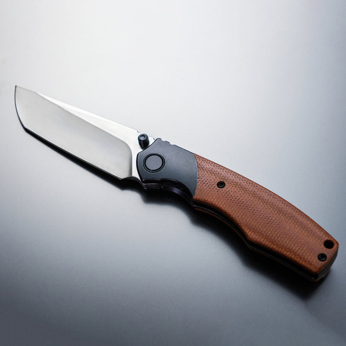 Ships Sept 30 from Ohio Vixino x Caveman Baby Bronto - Pocket Knife - S35VN -Titanium Bolsters with Micarta - X902-M3