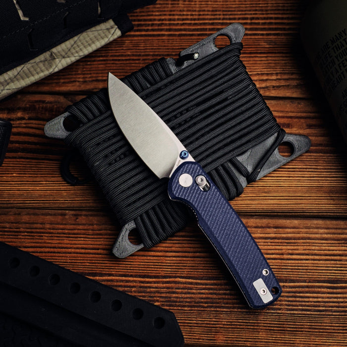 A few left at TheManCave Whatnot Vixino Rockshark - Pocket Knife - 14C28N - Blue Micarta - X501-M1