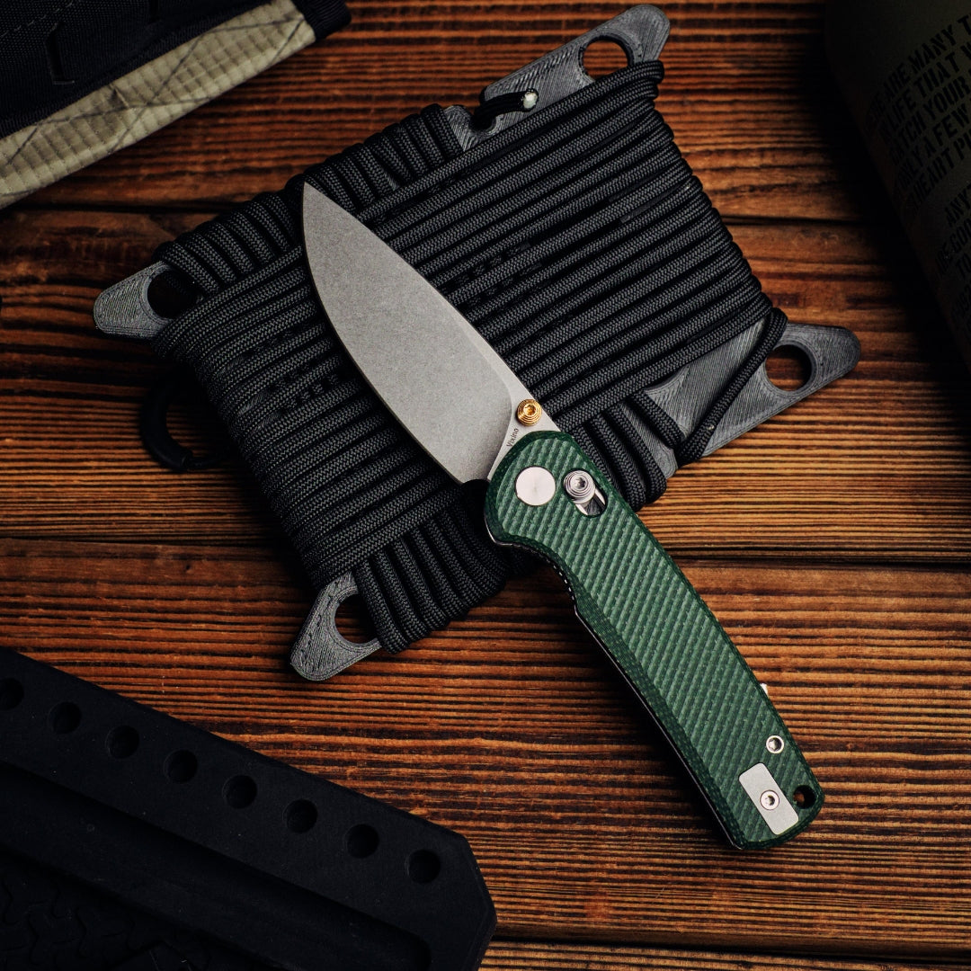 Vixino Rockshark - Pocket Knife - 14C28N - Green Micarta