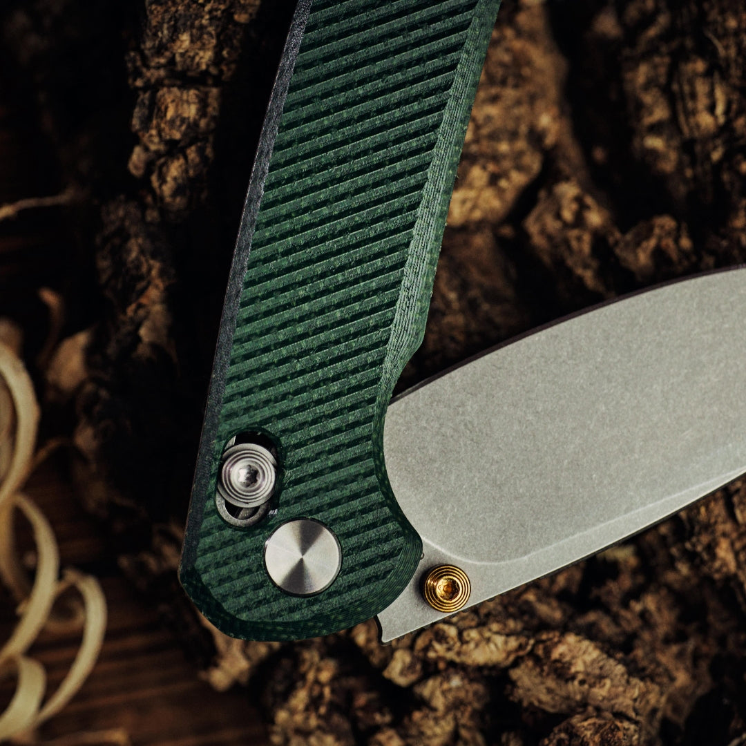 Vixino Rockshark - Pocket Knife - 14C28N - Green Micarta