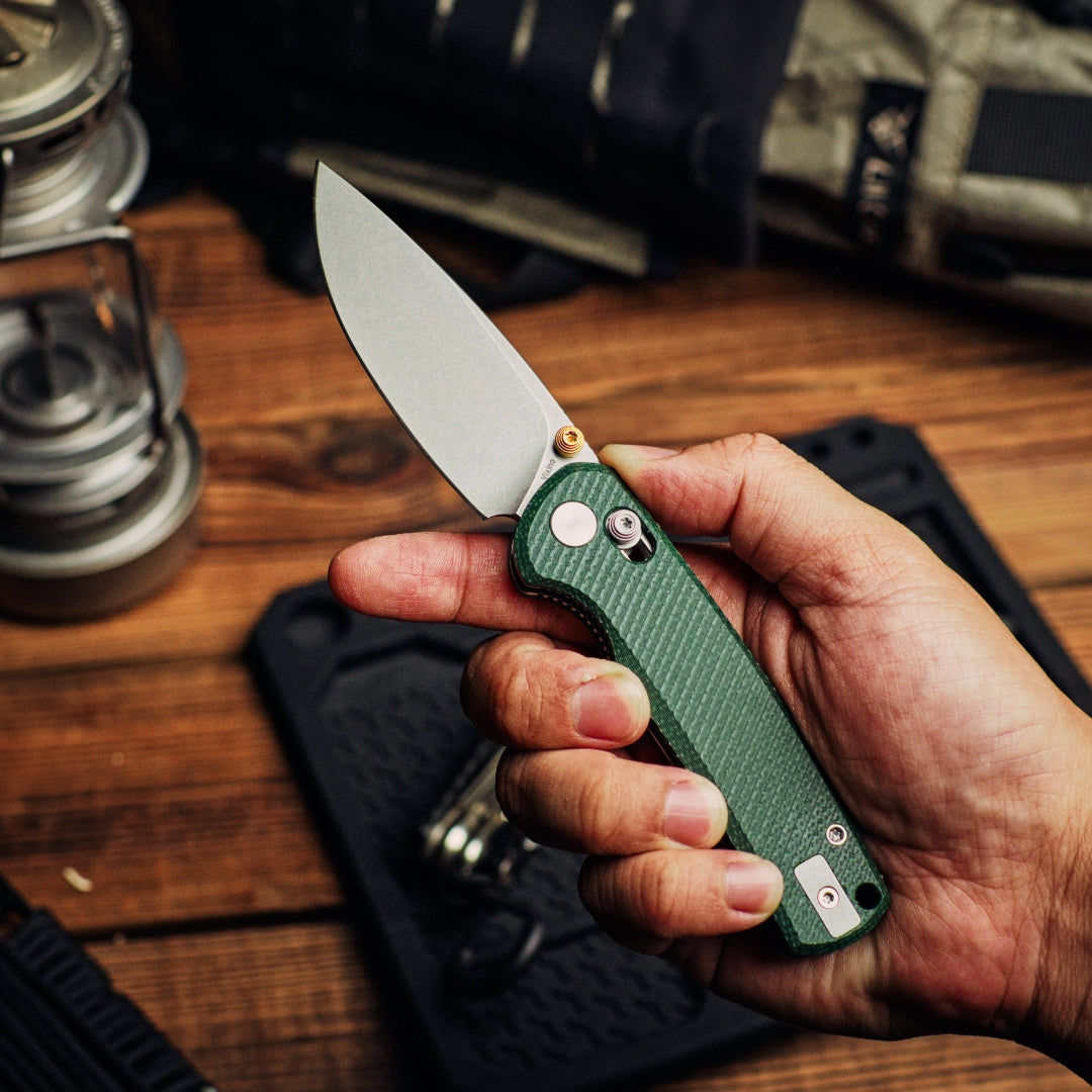 Vixino Rockshark - Pocket Knife - 14C28N - Green Micarta